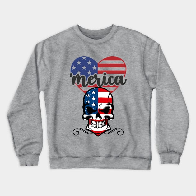 'Merica Skull Crewneck Sweatshirt by stadia-60-west